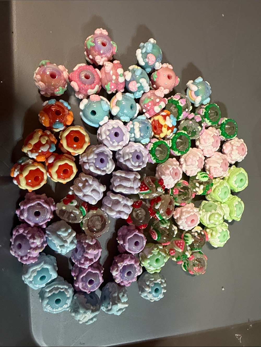 70 pc Colorful Floral Resin Beads - Assorted Pastel Mix